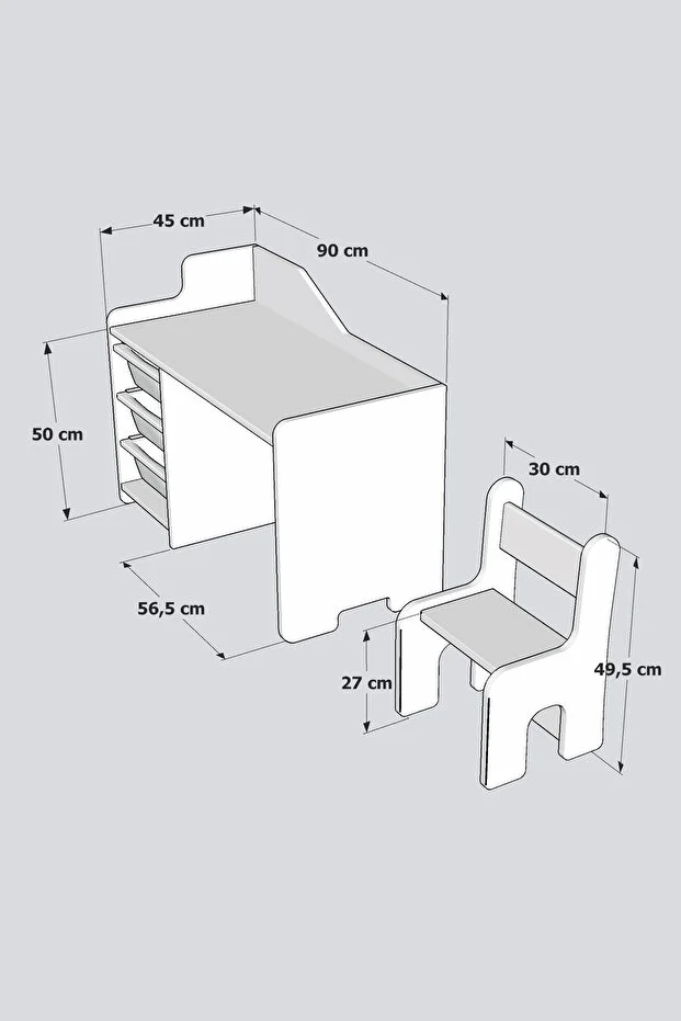 Çocuk Oyun Aktivite Masası 90x45 Cm 3 Sepetli Çocuk Çalışma Masası Sırt Dayamalı Sandalye